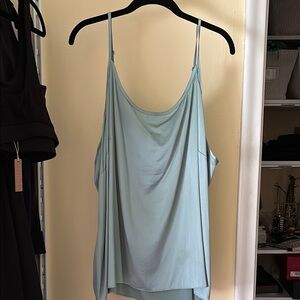 Eileen Fisher Elegant Light Blue/Green Women's Stretch Silk Top